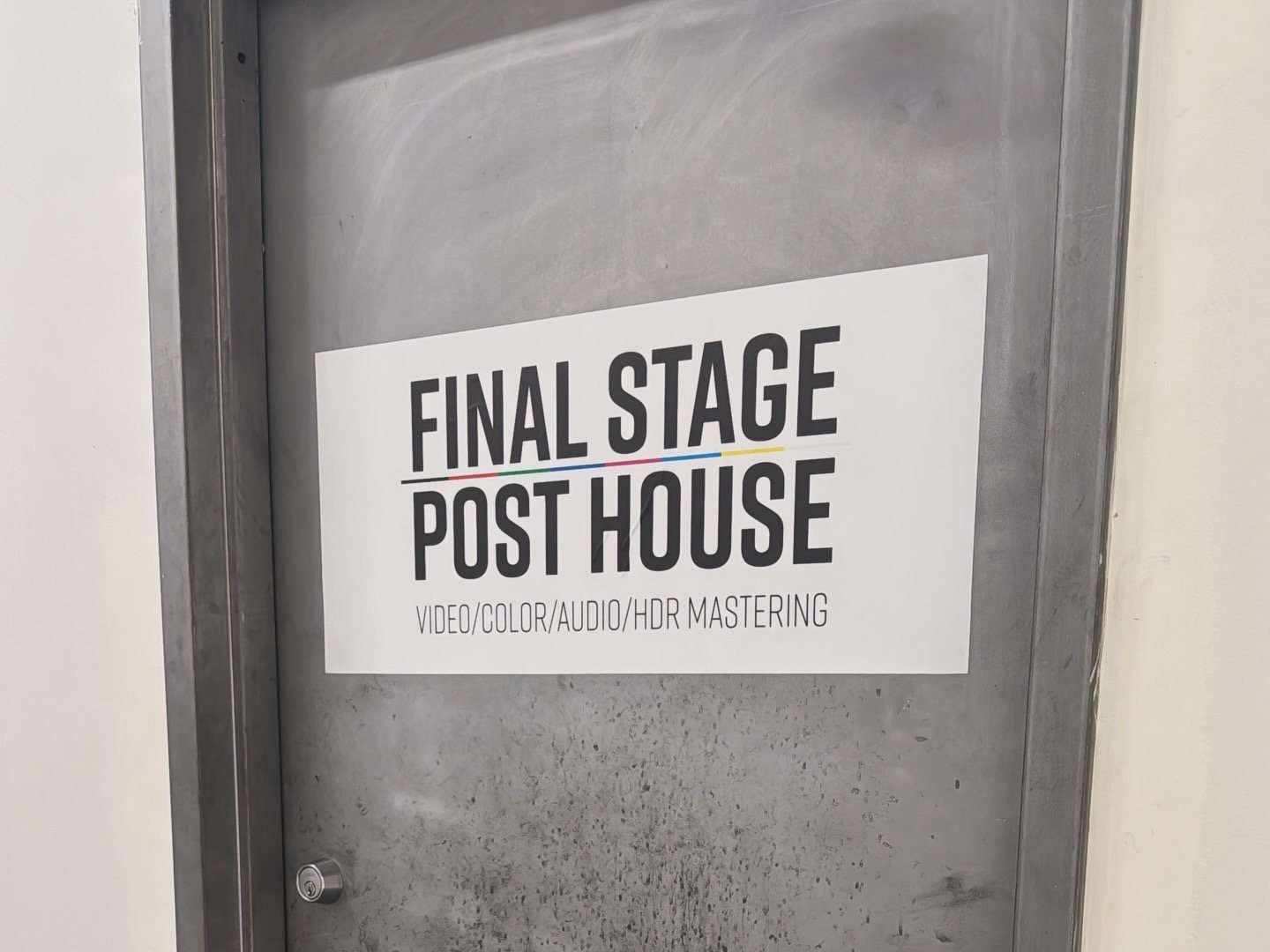 Final Stage Post House studio door sign in Philadelphia